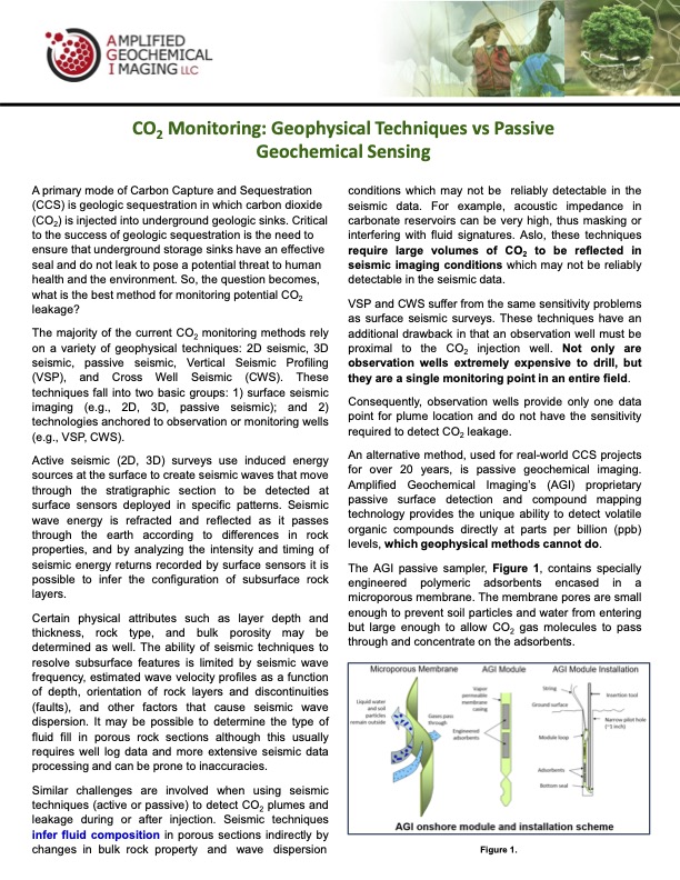 CO2 Monitoring - Geophysical Techniques vs Passive Geochemical Sensing